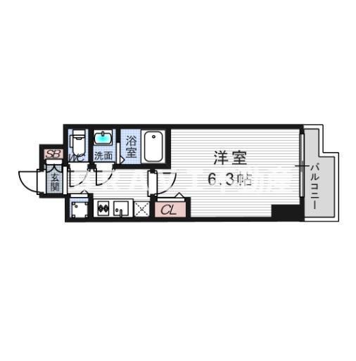 エス・キュート京町堀(1K/15階)の間取り写真