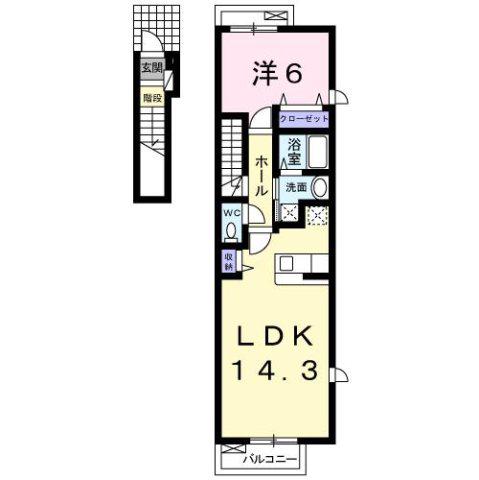 アンベル・ルピナス(1LDK/2階)の間取り写真