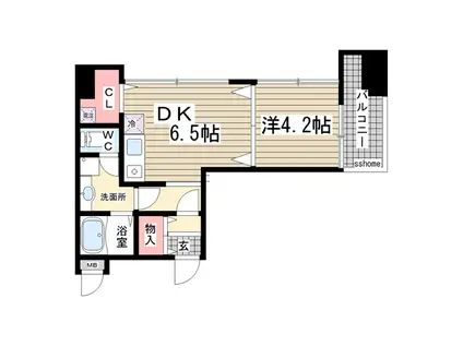 CASAROKKO友田町(1DK/4階)の間取り写真
