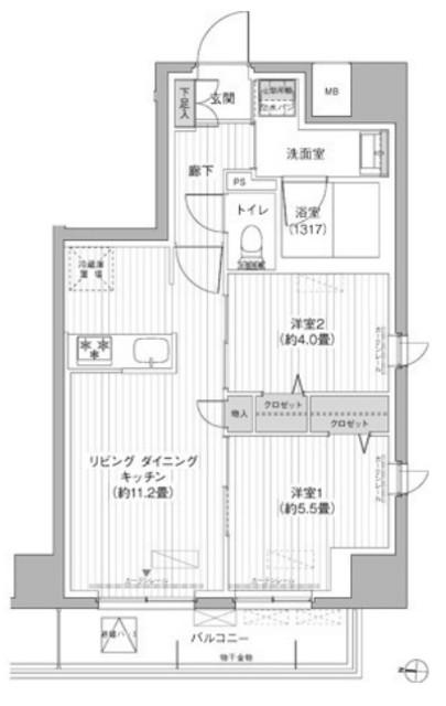 ワイズ本所(2LDK/3階)の間取り写真