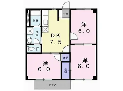 ニューシティー粟津(3DK/1階)の間取り写真