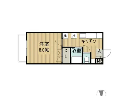 グレース鹿野(1K/1階)の間取り写真