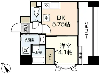 SHETLAND KOIHONMACHI(1DK/4階)の間取り写真