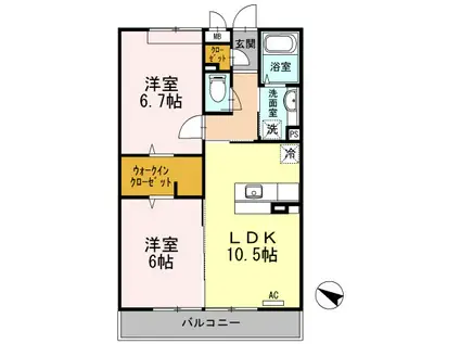 メゾン さくら けやき さくら(2LDK/2階)の間取り写真