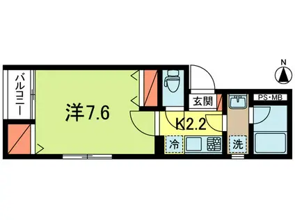 LA CASA弥生(1K/2階)の間取り写真