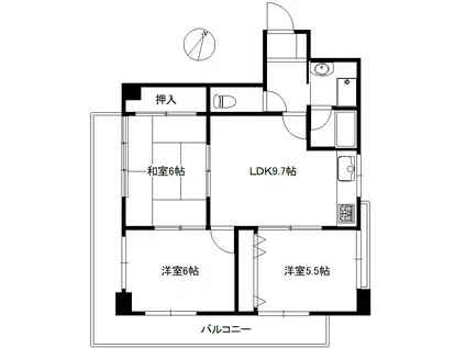 ライオンズマンション下山手第2(3LDK/4階)の間取り写真