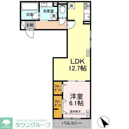 D-PRECIOUS立川高松町(1LDK/1階)の間取り写真