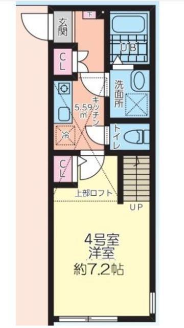 HALELUANA厚木関口(1K/1階)の間取り写真