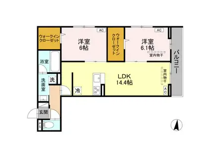 エリオント大和中央(2LDK/3階)の間取り写真