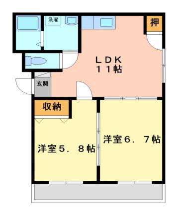 メゾングリンパーク2(2LDK/1階)の間取り写真