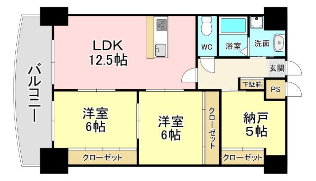 ロイヤルノースナイン(3LDK/6階)の間取り写真