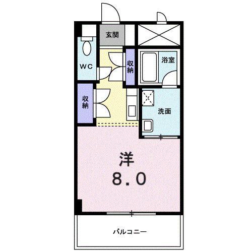 伊予鉄道本町線 本町6丁目駅 徒歩8分 4階建 築29年(ワンルーム/3階)の間取り写真