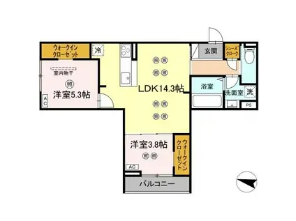 ブランドゥブレ西新(2LDK/3階)の間取り写真