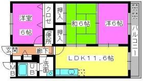 エトワール柏原(3LDK/2階)の間取り写真
