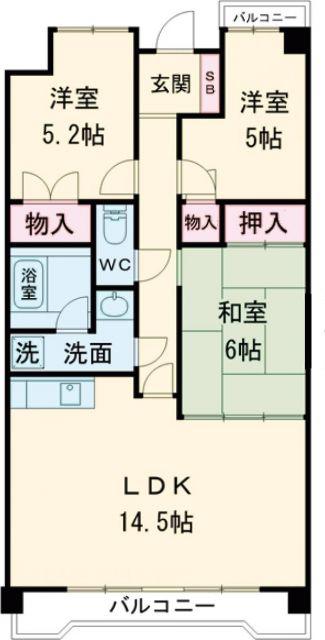 ラオプス今本(3LDK/3階)の間取り写真