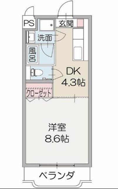 ツリーベルズ(1DK/2階)の間取り写真