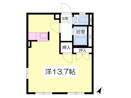 エステート麗 A棟(ワンルーム/1階)の間取り写真