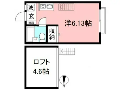 パークサイド芦花(ワンルーム/2階)の間取り写真