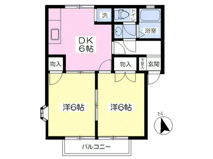 メゾン・ド・クレールA(2DK/2階)の間取り写真