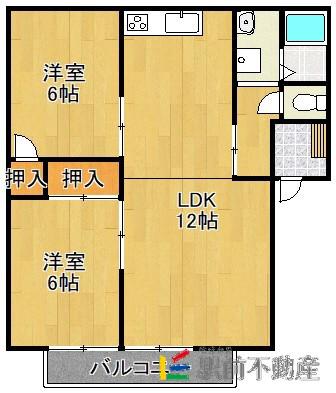 グリフォンガーデン池尻A(2LDK/1階)の間取り写真