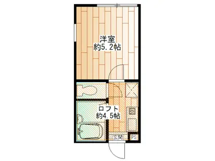 ロッシェル鹿沼台(1K/1階)の間取り写真