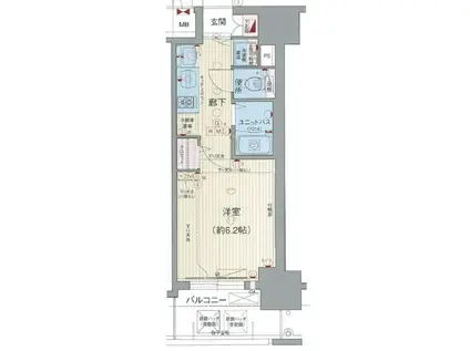 プレサンス鶴舞公園ウエスト(1K/6階)の間取り写真