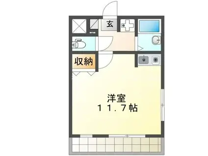 ウイングコート伊奈(ワンルーム/2階)の間取り写真