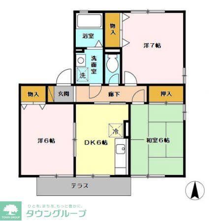 セントポーリア(3DK/1階)の間取り写真