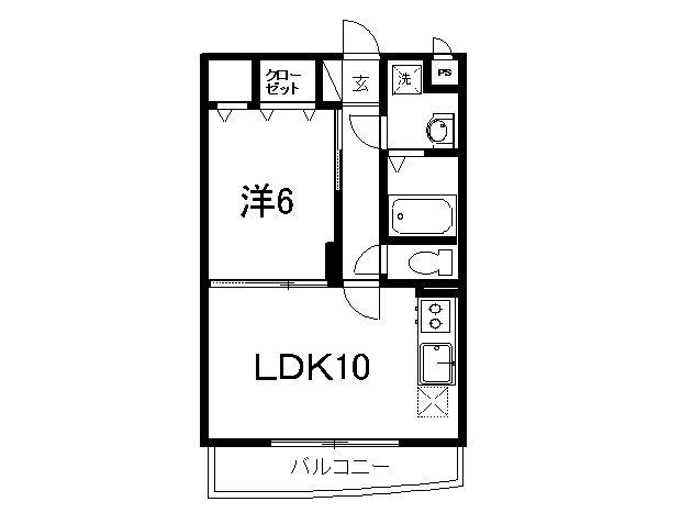 マリベールAZONO(1LDK/1階)の間取り写真
