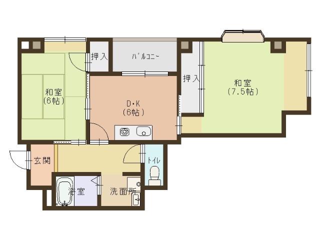 マンション アイオイ(2DK/3階)の間取り写真