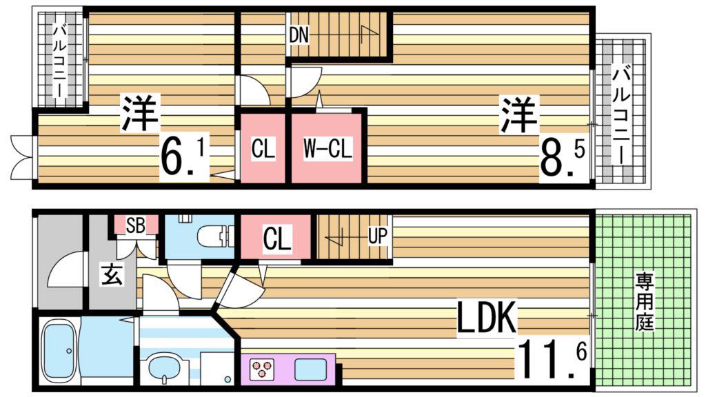 クレール有瀬(2LDK/1階)の間取り写真