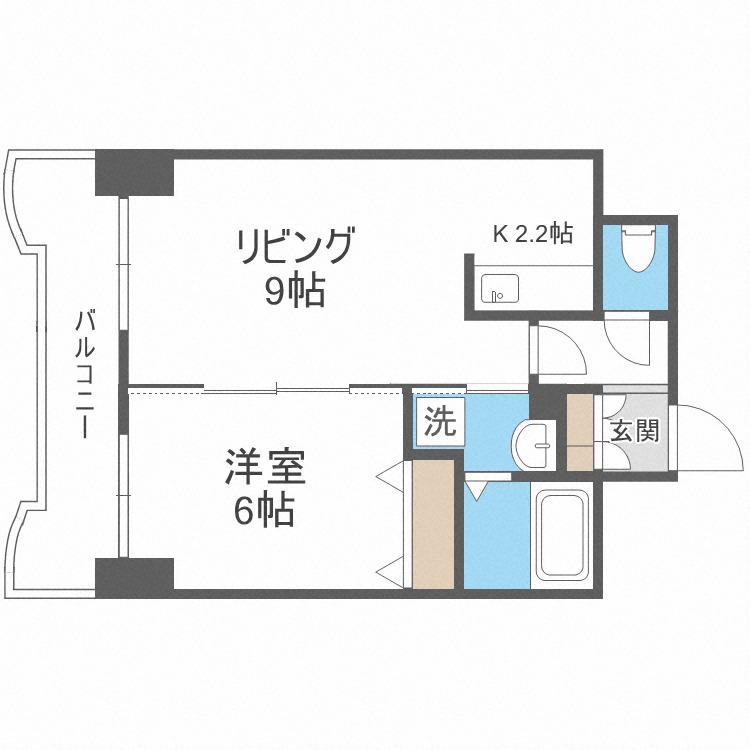 ティアラFCサイド(1LDK/2階)の間取り写真