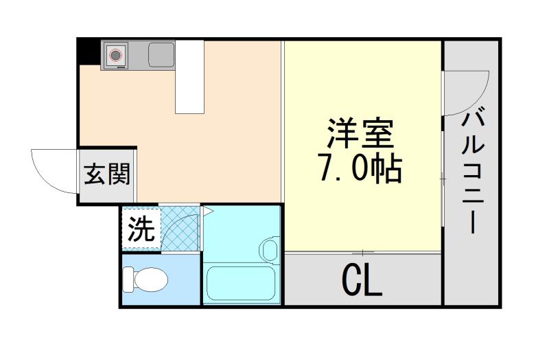 リッジヴィラ魚崎(ワンルーム/1階)の間取り写真