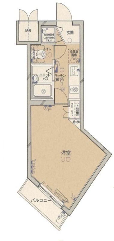 ルーブル中目黒(1K/4階)の間取り写真