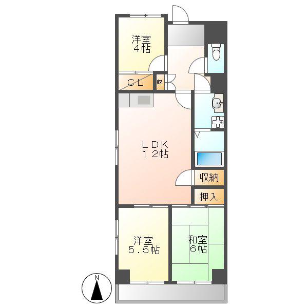 第2奥村マンション(3LDK/1階)の間取り写真