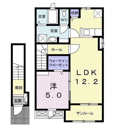 アンベリール V(1LDK/2階)の間取り写真