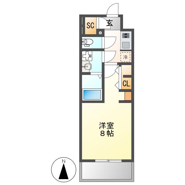 S-RESIDENCE尾頭橋BEAUTE(1K/9階)の間取り写真