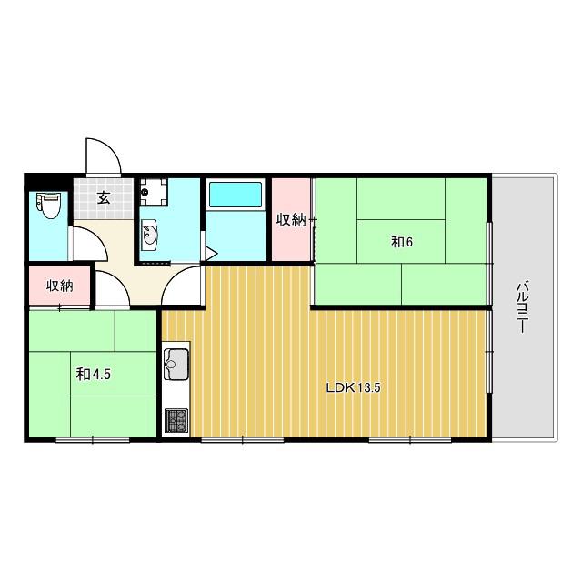 IO甲子園2番館(2LDK/2階)の間取り写真