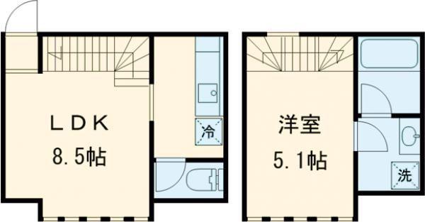 砂川ビレッジ イースト(1LDK/1階)の間取り写真