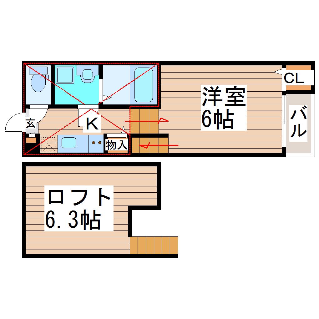 ロイヤルガーデン新田(1K/2階)の間取り写真