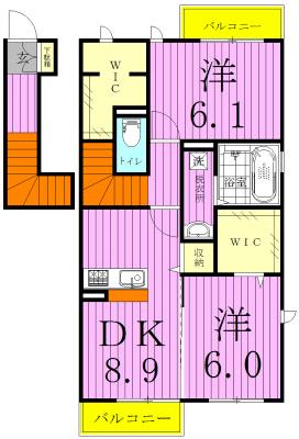 リゾーマ(2LDK/2階)の間取り写真