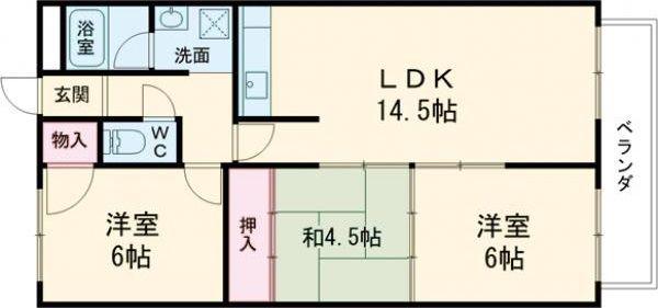 沼ノ端ハイツB(3LDK/3階)の間取り写真