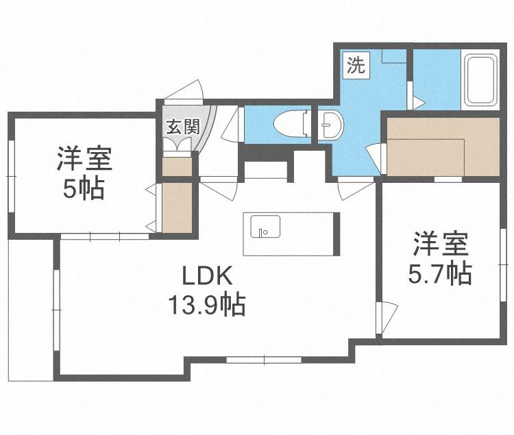 カレラ山の手(2LDK/2階)の間取り写真