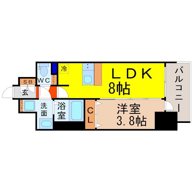 プレサンス名古屋駅ゲート(1LDK/8階)の間取り写真