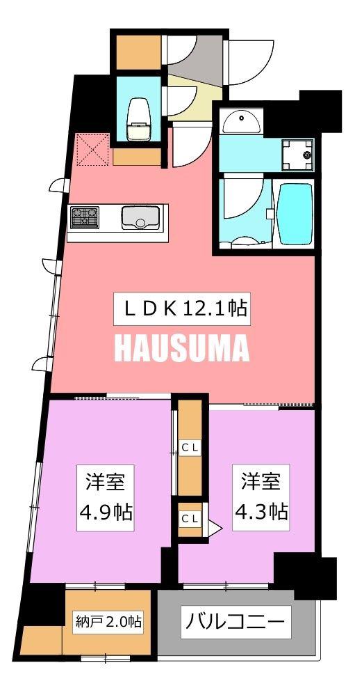 クレヴィアリグゼ西巣鴨(2SLDK/5階)の間取り写真