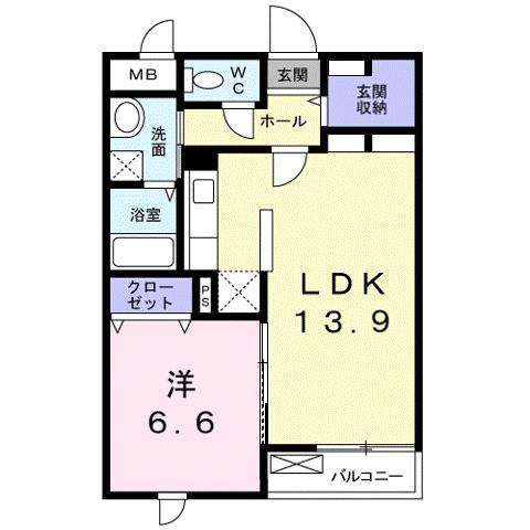 フェリス(1LDK/2階)の間取り写真