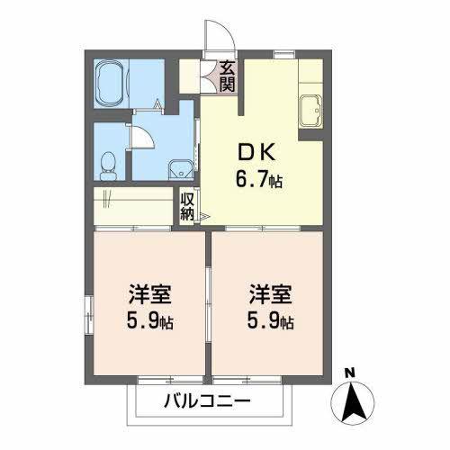グレイスたけくま(2DK/2階)の間取り写真