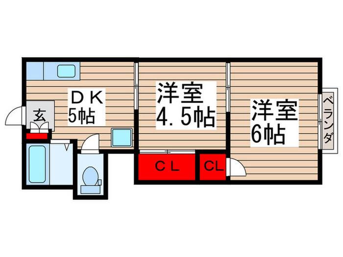フロンティア21(2DK/2階)の間取り写真
