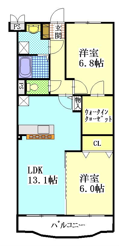 ハミングバード(2LDK/3階)の間取り写真