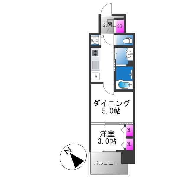 ARTIZA堺(1DK/10階)の間取り写真